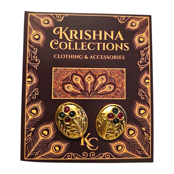 Rajkot Oval Studs with Multigem Stones - Image 5