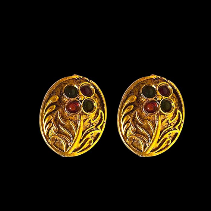 Rajkot Oval Studs with Multigem Stones - Image 4