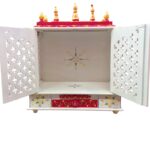 Wooden Mandir for Home | Red - Golden with Doors - 24 in x 29 in x 12in - Image 3