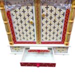 Wooden Mandir for Home | Red - Golden with Doors - 24 in x 29 in x 12in - Image 5