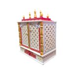Wooden Mandir for Home | Red - Golden with Doors - 24 in x 29 in x 12in - Image 6