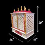 Wooden Mandir for Home | Red - Golden with Doors - 24 in x 29 in x 12in - Image 9
