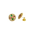 Rajkot Navratna Motif Gold Plated Studs - Image 4