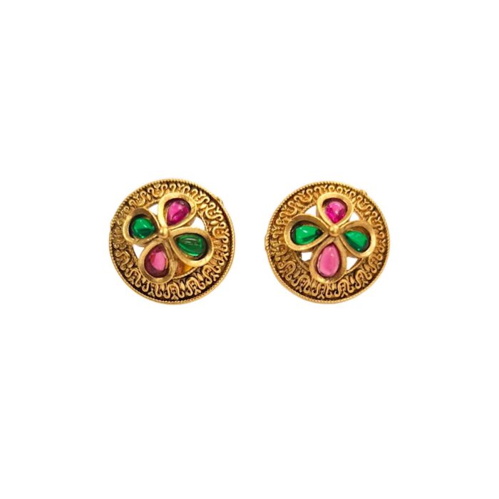 Rajkot-Crafted Gold-Plated Stone Ear Studs - Image 6