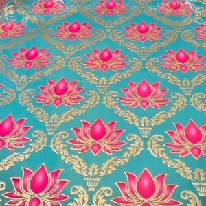 Green with Lotus Print
