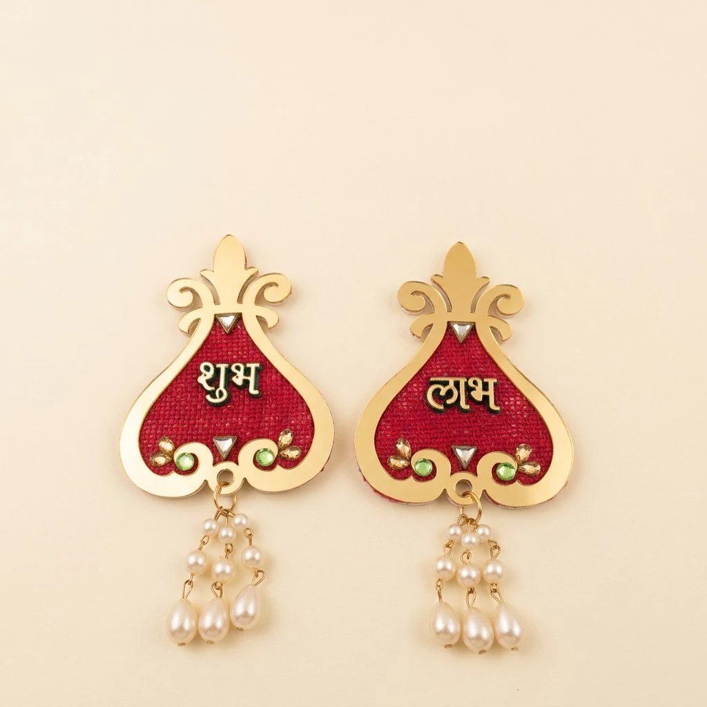 Shubh labh with shiny finish Light weight Golden Shubh Labh for Diwali Decorations