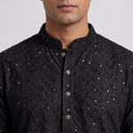 Black Party wear Kurta with embroidery and sequin work to shimmer your festive evenings