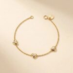 Elegant 925 Sterling Silver Gold-Plated Triple Heart Bracelet