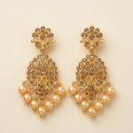 Gold-tone pearl-look chandelier earrings