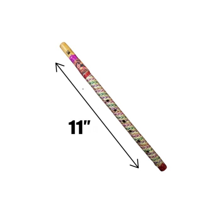 Flute - Indian bamboo flute with 2 peacock feathers - Image 2