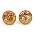 Rajkot Ruby & Diamond Gold-Plated Studs - Image 7