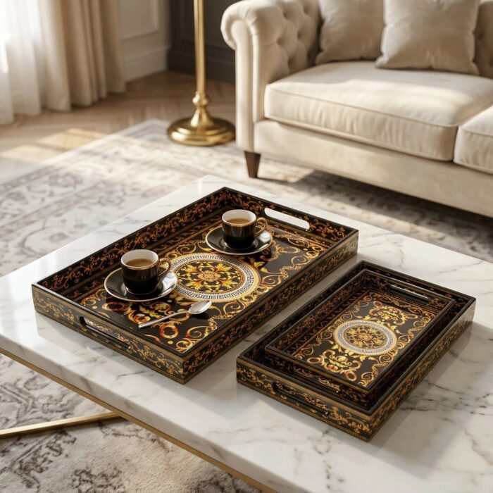 Serving Tray Set of 3 | Stylish Wooden Tray set - Image 6