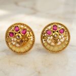 Rajkot Ruby & Diamond Gold-Plated Studs