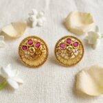 Rajkot Ruby & Diamond Gold-Plated Studs - Image 2