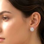 925 Sterling Silver White Cluster Stud Earrings - Image 3