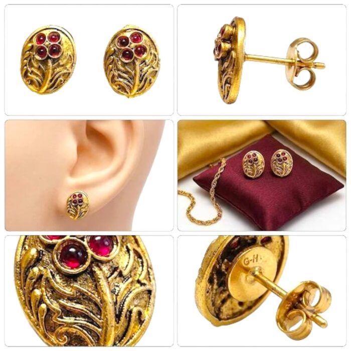 Rajkot Oval Studs with Ruby Stones - Image 3