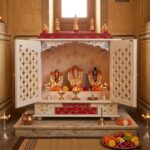 Wooden Mandir for Home | Red - Golden with Doors - 24 in x 29 in x 12in - Image 4