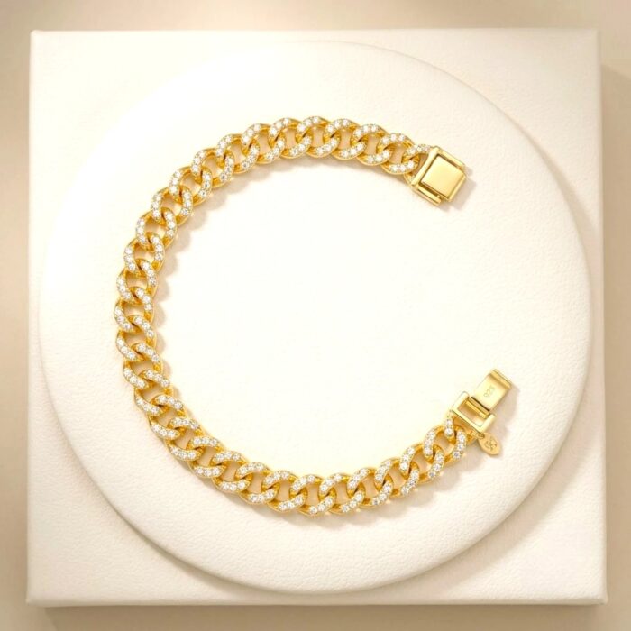 Bold Gold-Plated Curb Link Sterling Silver Bracelet - Image 2