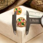 Rajkot Navratna Motif Gold Plated Studs - Image 7