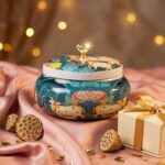 Pichwai art storage jar on coffee table | Indian home decor accen