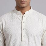 Off white Kurta - Partywear cotton Kurta for men
