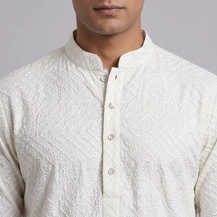 Off white Kurta - Partywear cotton Kurta for men