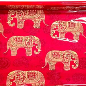 Red print with gold Elephants