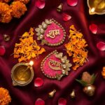 Shubh labh placed in Rangoli setting for Diwali Decor