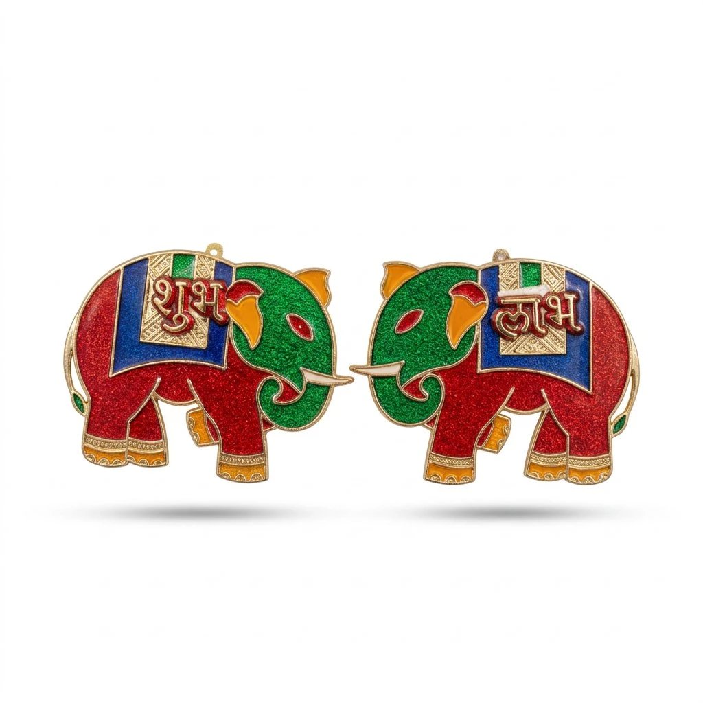 Shubh Labh on Elephants Light weight Shubh Labh Hanging for home