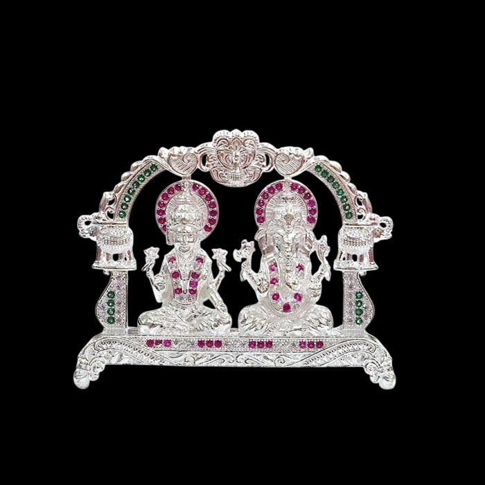 Pure Silver Goddess Lakshmi & Lord Ganesha Idol | Dazzle series - Image 4