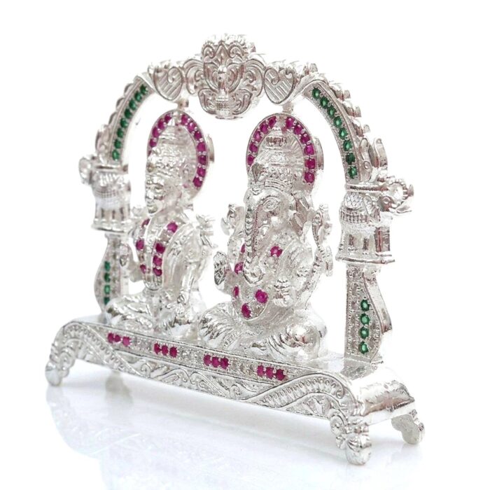 Pure Silver Goddess Lakshmi & Lord Ganesha Idol | Dazzle series - Image 3