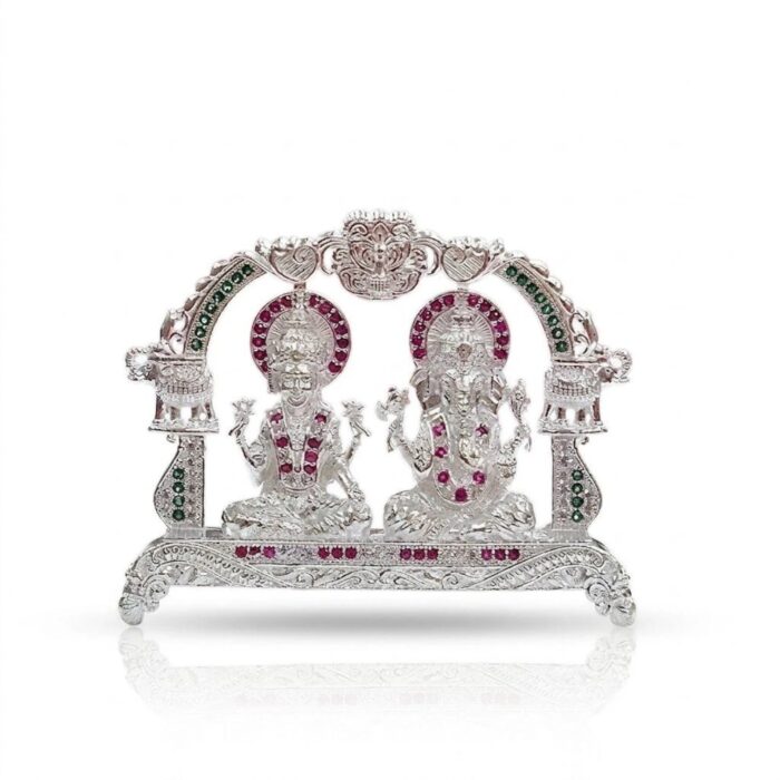 Pure Silver Goddess Lakshmi & Lord Ganesha Idol | Dazzle series - Image 7