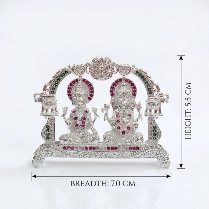 Pure Silver Goddess Lakshmi & Lord Ganesha Idol | Dazzle series - Image 8