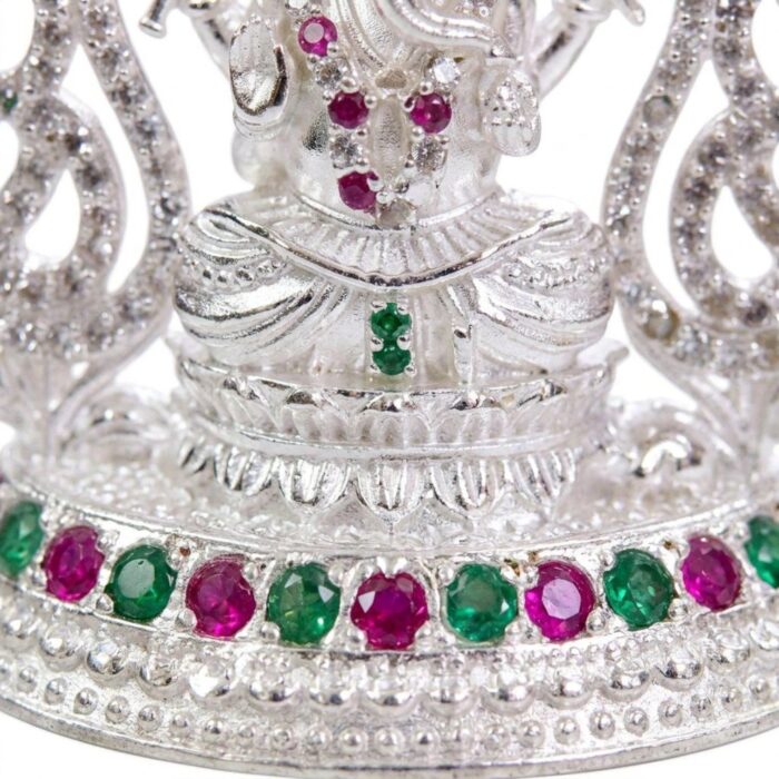 Close up of the Base of Silver Ganesh Idol