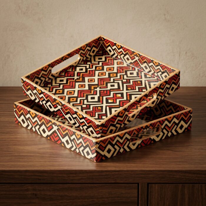 Serving Tray Set of 2 - Square | 5 Pattern - Image 3