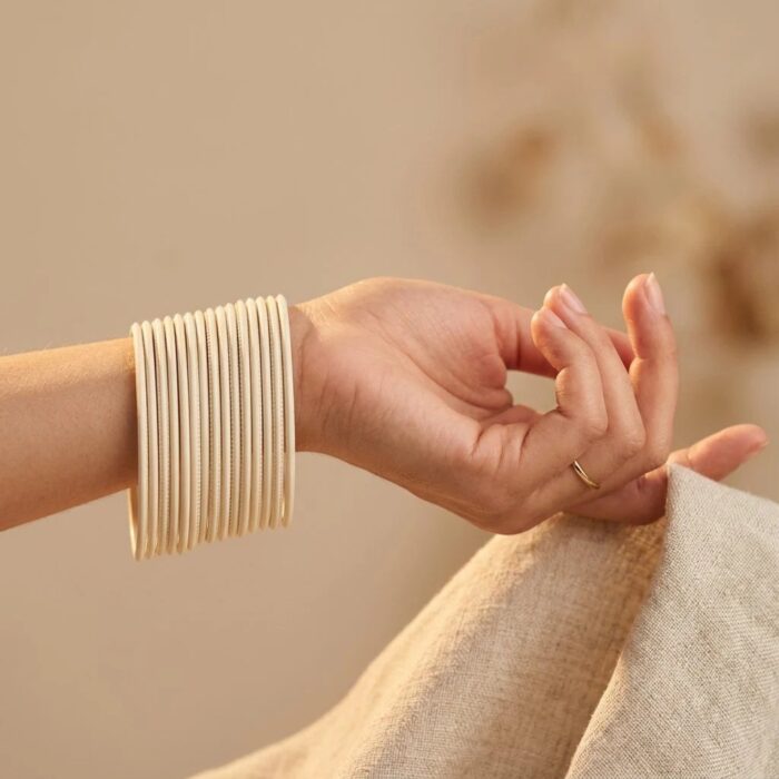 Matte finish white bangle set of 12