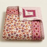 Handmade Jaipuri Cotton Reversible Quilt - Pink Floral Gulistan Rajai - Image 3