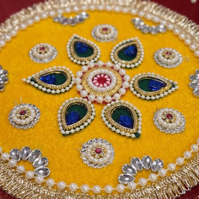 Decorated Karwa Chauth Thali Set with Lota & Channi - Image 3