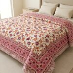 King size cotton quilt - Jaipuri block printed cotton quilt