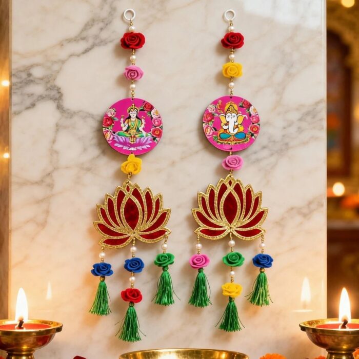 Lakshmi Ganesh Hanging - Lotus - Image 3