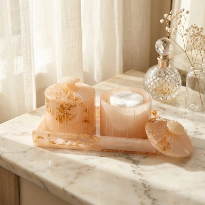 Miraya Resin Dry Fruit Jar set with Tray - 2 Jars | 4 Colors - Image 2