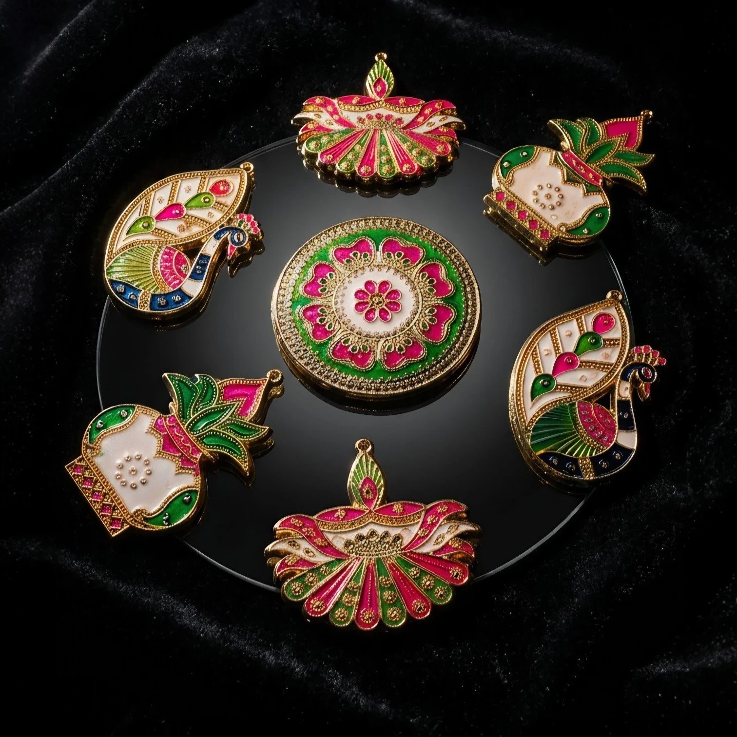Diwali decorations for home and office Decorative Rangoli set - 7 piece Diwali Decoration