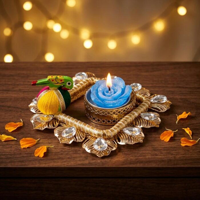 Decorative Diya with Parrot | 2 Colors - Image 2