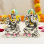 Pure Silver Lakshmi Ganesha Idol Pair - 4cm