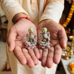 Pure Silver Lakshmi Ganesha Idol Pair - 4cm - Image 5