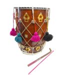 Traditional 18-Inch Wooden Dhol with Mallets & Tassels - Image 5