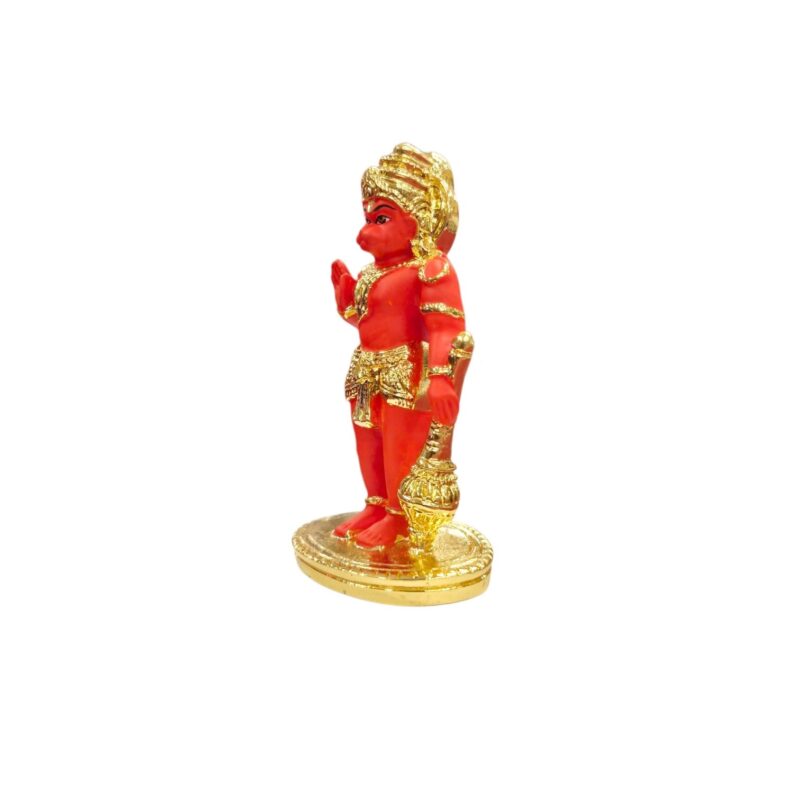 Side profile of Gold Plated Hanuman Idol