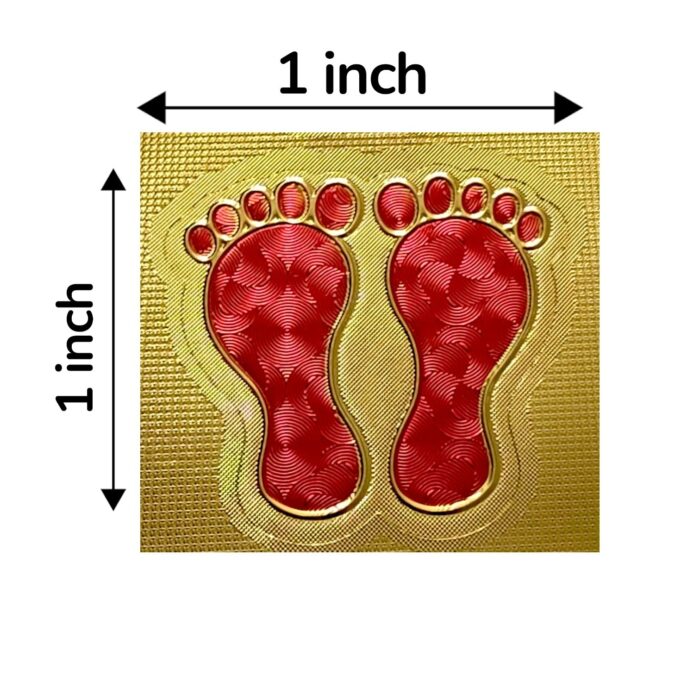 Dimension of Red sticker sheet of Lakshmi Charan Paduka