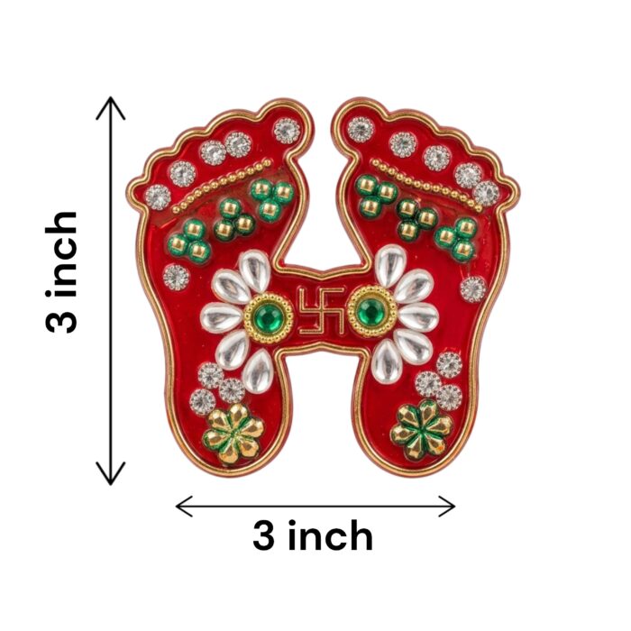 Dimensions of each Lakshmi Paduka for Diwali and Mandir