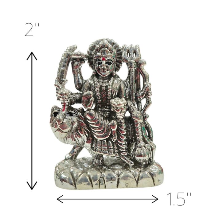 Silver Durga Idol on Lion Base – Lightweight Pure Silver Murti - Image 2